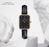 Daniel Wellington Quadro Sheffield Black Dial Black Leather Strap Watch For Women - DW00100435