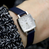 Tissot Lovely Square Silver Dial Blue Leather Strap Watch For Women - T058.109.16.031.00