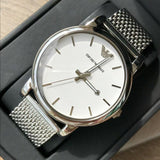 Emporio Armani Luigi White Dial Silver Mesh Strap Watch for Men - AR1812