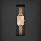 Daniel Wellington Quadro Unitone Rose Gold Dial Rose Gold Mesh Strap Watch For Women - DW00100484