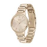 Hugo Boss Signature Gold Dial Gold Stainless Steel Strap Watch for Women - 1502540