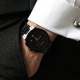 Hugo Boss Peak Black Dial Black Steel Strap Watch for Men - 1513814