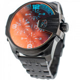 Diesel Uber Chief Chronograph Red Dial Black Steel Strap Watch For Men - DZ7373