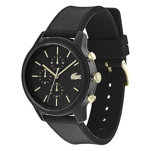 Lacoste 12.12 Chronograph Black Dial Black Silicon Strap Watch for Men - 2011012