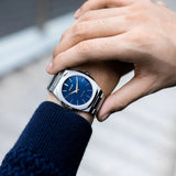 D1 Milano Ultra Thin Blue Dial Silver Steel Watch for Men - D1-UTBJ03