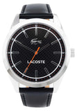 Lacoste Edmonton Black Dial Black Leather Strap Watch for Men - 2010888