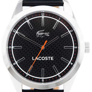 Lacoste Edmonton Black Dial Black Leather Strap Watch for Men - 2010888