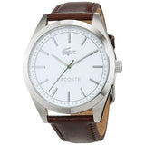 Lacoste Edmonton White Dial Brown Leather Strap Watch for Men - 2010893