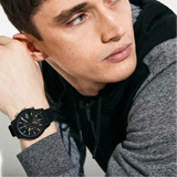 Lacoste 12.12 Chronograph Black Dial Black Silicone Strap Watch for Men - 2010972
