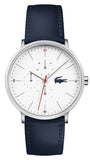 Lacoste Moon Multifunction White Dial Blue Leather Strap Watch for Men - 2010975