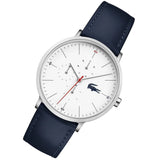 Lacoste Moon Multifunction White Dial Blue Leather Strap Watch for Men - 2010975