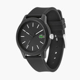 Lacoste 12.12 Black Dial Black Silicon Strap Watch for Men - 2010986
