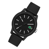 Lacoste 12.12 Black Dial Black Silicon Strap Watch for Men - 2010986