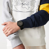 Lacoste 12.12 Chronograph Black Dial Black Silicon Strap Watch for Men - 2011012
