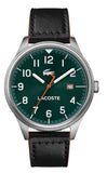 Lacoste Continental Green Dial Black Leather Strap Watch for Men - 2011019