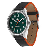 Lacoste Continental Green Dial Black Leather Strap Watch for Men - 2011019
