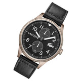 Lacoste Continental Black Dial Black Leather Strap Watch for Men - 2011042