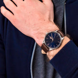 Lacoste Vienna Blue Dial Brown Leather Strap Watch for Men - 2011046