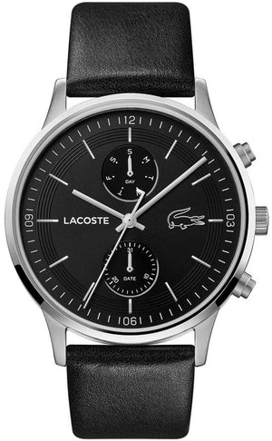 Lacoste Madrid Black Dial Black Leather Strap Watch for Men - 2011064