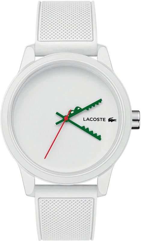 Lacoste 12.12 White Dial White Silicone Strap Watch for Men - 2011069