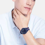 Lacoste 12.12 Blue Dial Two Tone Silicon Strap Watch for Men - 2011070