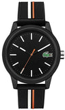 Lacoste 12.12 Black Dial Black Silicon Strap Watch for Men - 2011071