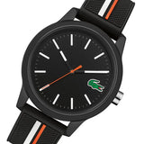 Lacoste 12.12 Black Dial Black Silicon Strap Watch for Men - 2011071