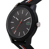 Lacoste 12.12 Black Dial Black Silicon Strap Watch for Men - 2011071