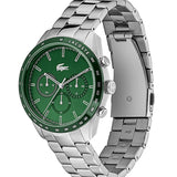 Lacoste Boston Chronograph Green Dial Silver Steel Strap Watch for Men - 2011080