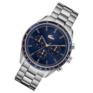 Lacoste Boston Chronograph Blue Dial Silver Steel Strap Watch for Men - 2011081
