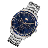 Lacoste Boston Chronograph Blue Dial Silver Steel Strap Watch for Men - 2011081