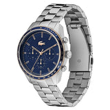 Lacoste Boston Chronograph Blue Dial Silver Steel Strap Watch for Men - 2011081
