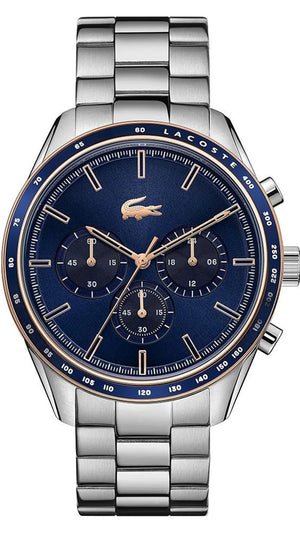 Lacoste Boston Chronograph Blue Dial Silver Steel Strap Watch for Men - 2011081