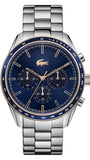 Lacoste Boston Chronograph Blue Dial Silver Steel Strap Watch for Men - 2011081