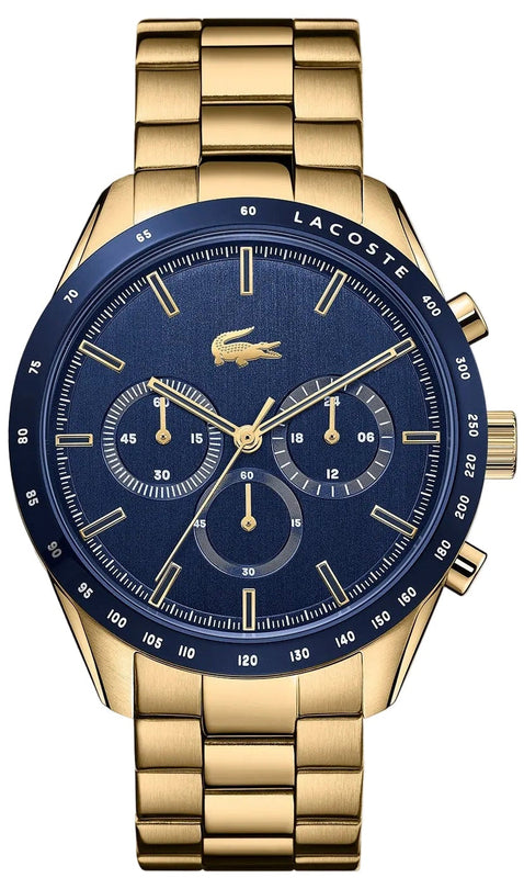 Lacoste Boston Blue Dial Gold Steel Strap Watch for Men - 2011096