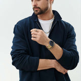 Lacoste Boston Blue Dial Gold Steel Strap Watch for Men - 2011096