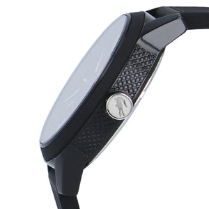 Lacoste 12.12 Black Dial Black Silicon Strap Watch for Men - 2011134