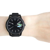Lacoste 12.12 Black Dial Black Silicon Strap Watch for Men - 2011134