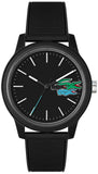 Lacoste 12.12 Black Dial Black Silicon Strap Watch for Men - 2011134