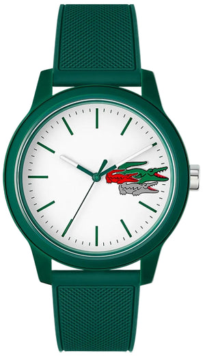 Lacoste 12.12 White Dial Green Silicon Strap Watch for Men  - 2011135