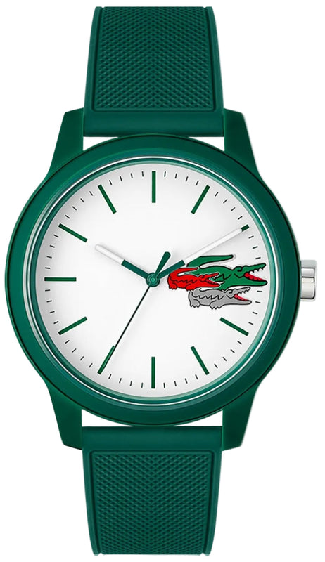 Lacoste 12.12 White Dial Green Silicon Strap Watch for Men  - 2011135