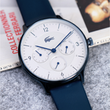 Lacoste Club White Dial Blue Leather Strap Watch for Men - 2011140
