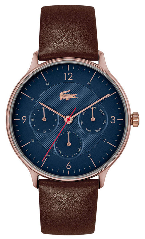 Lacoste Club Blue Dial Brown Leather Strap Watch for Men - 2011141