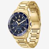 Lacoste Tiebreaker Chronograph Blue Dial Gold Steel Strap Watch for Men - 2011151