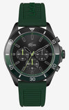 Lacoste Tiebreaker Chronograph Black Dial Green Silicon Strap Watch for Men - 2011153