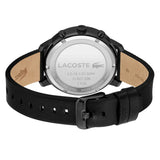 Lacoste Replay Chronograph Black Dial Black Leather Strap Watch for Men - 2011177