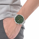 Lacoste Replay Green Dial Silver Steel Strap Watch for Men - 2011178