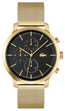 Lacoste Replay Chronograph Black Dial Gold Steel Strap Watch for Men - 2011195