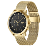 Lacoste Replay Chronograph Black Dial Gold Steel Strap Watch for Men - 2011195