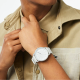 Lacoste 12.12 Move Silver Dial White Silicone Strap Watch for Men - 2011240
